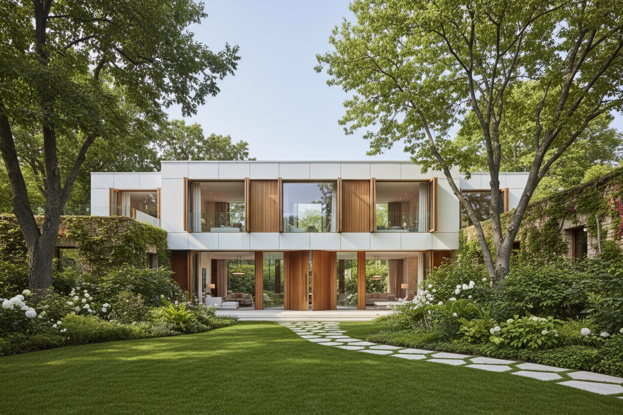 DAME UNA CASA GRANDE ELGANTE CON VENTANAS ABIERTAS TODO VERTE Y SIN MESA