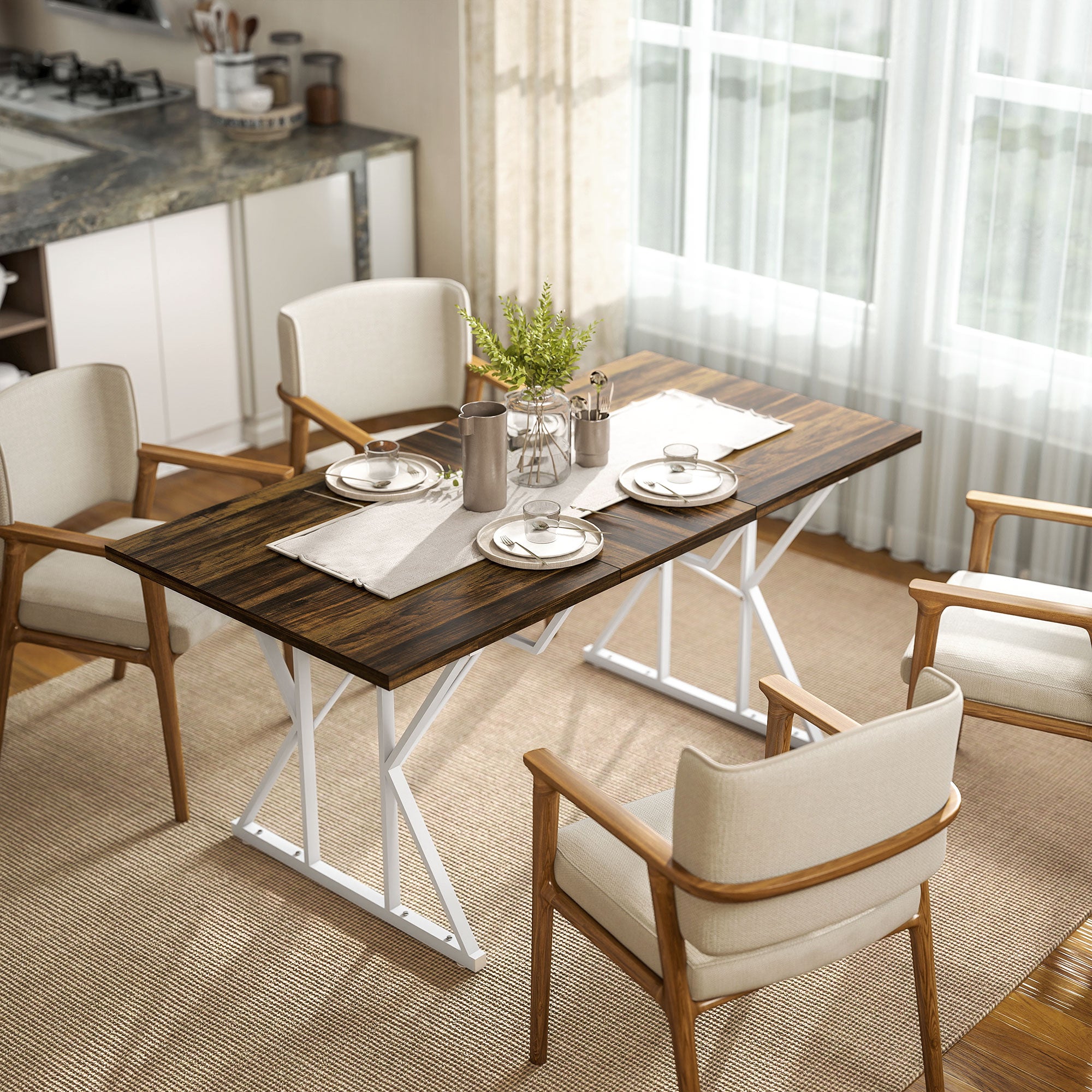 47"-63" Extendable Dining Table for 4-6