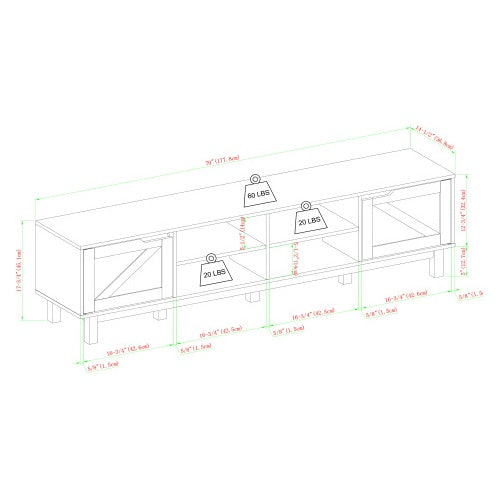 Rustic Barndoor Open-Storage TV Stand For TVs Up To 80 Inches