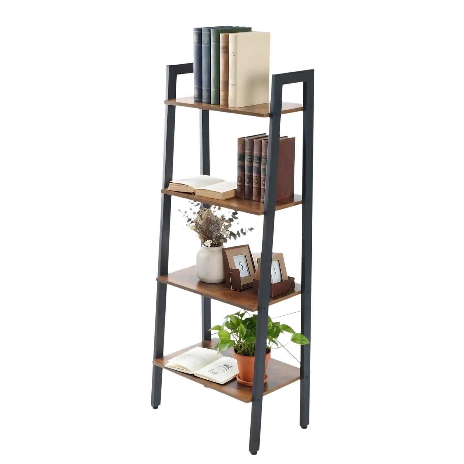 4-Tier Ladder Shelf, Bookcase Storage & Display Shelf