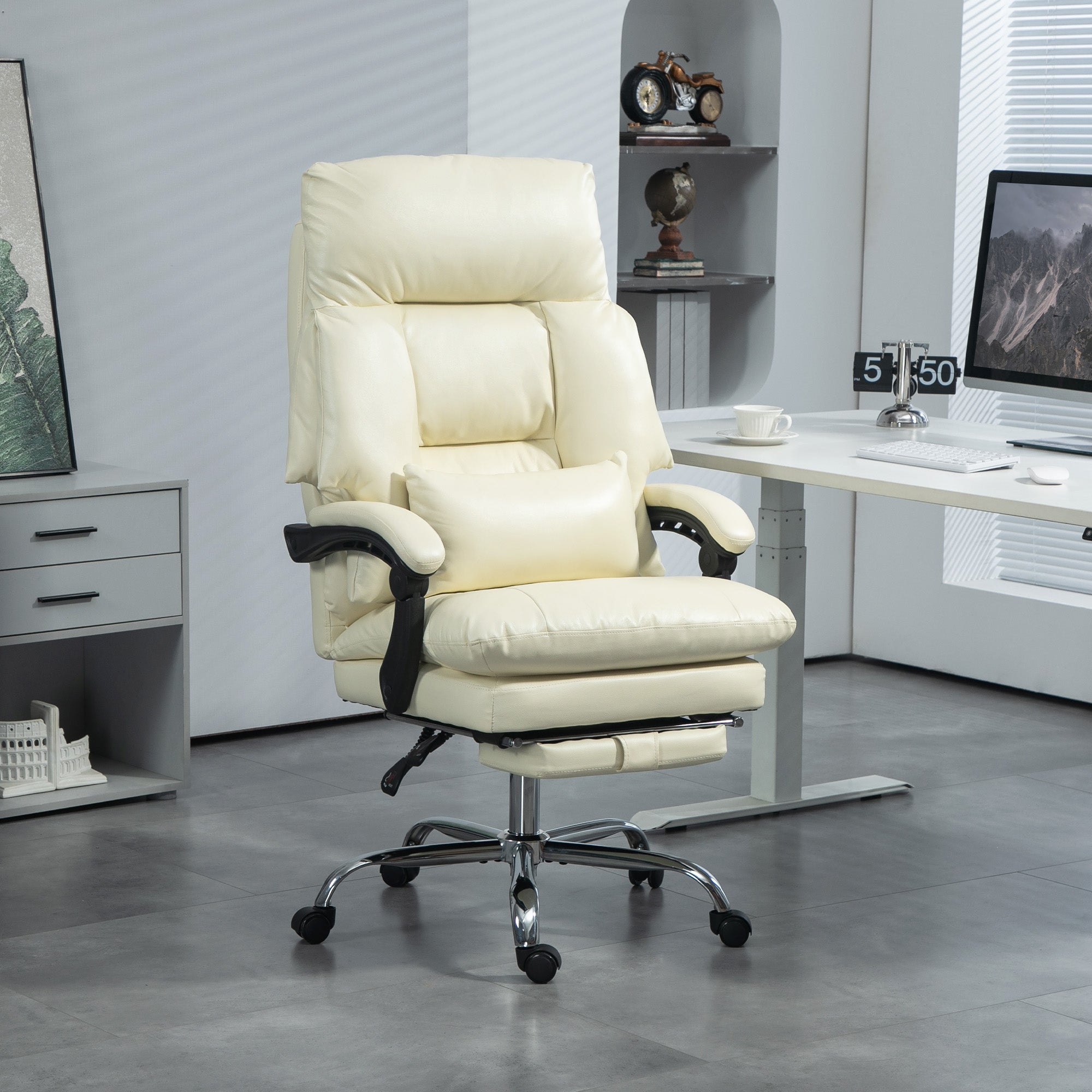 Overstuffed Reclining Office Chair with Footrest - Cloud-Like Comfort for Home Office