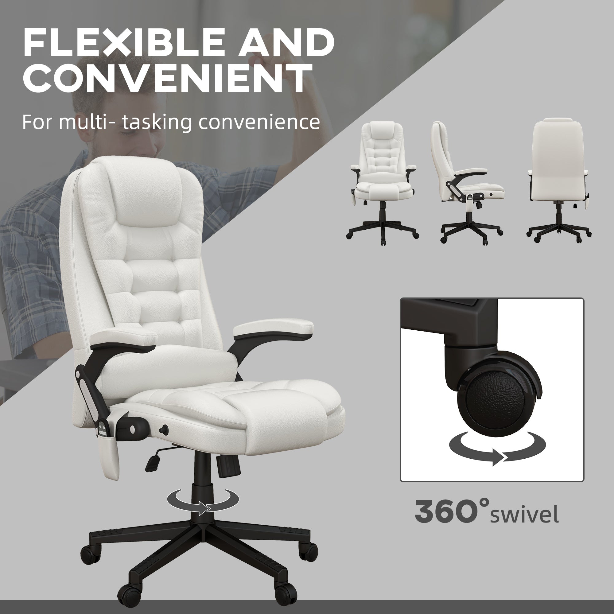 Ergonomic Massage Office Chair with Heat & Recline - Premium Home Office Seating