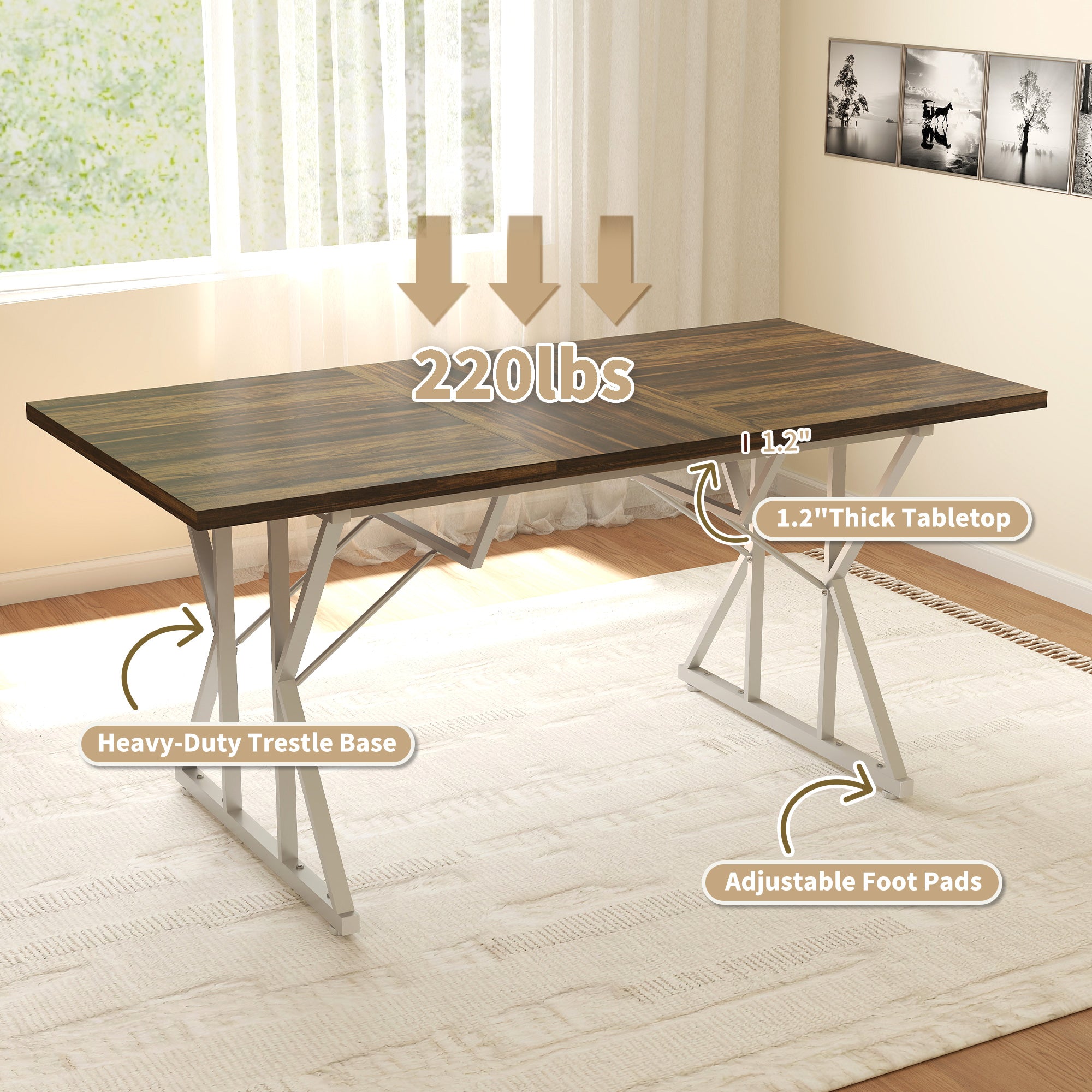 47"-63" Extendable Dining Table for 4-6