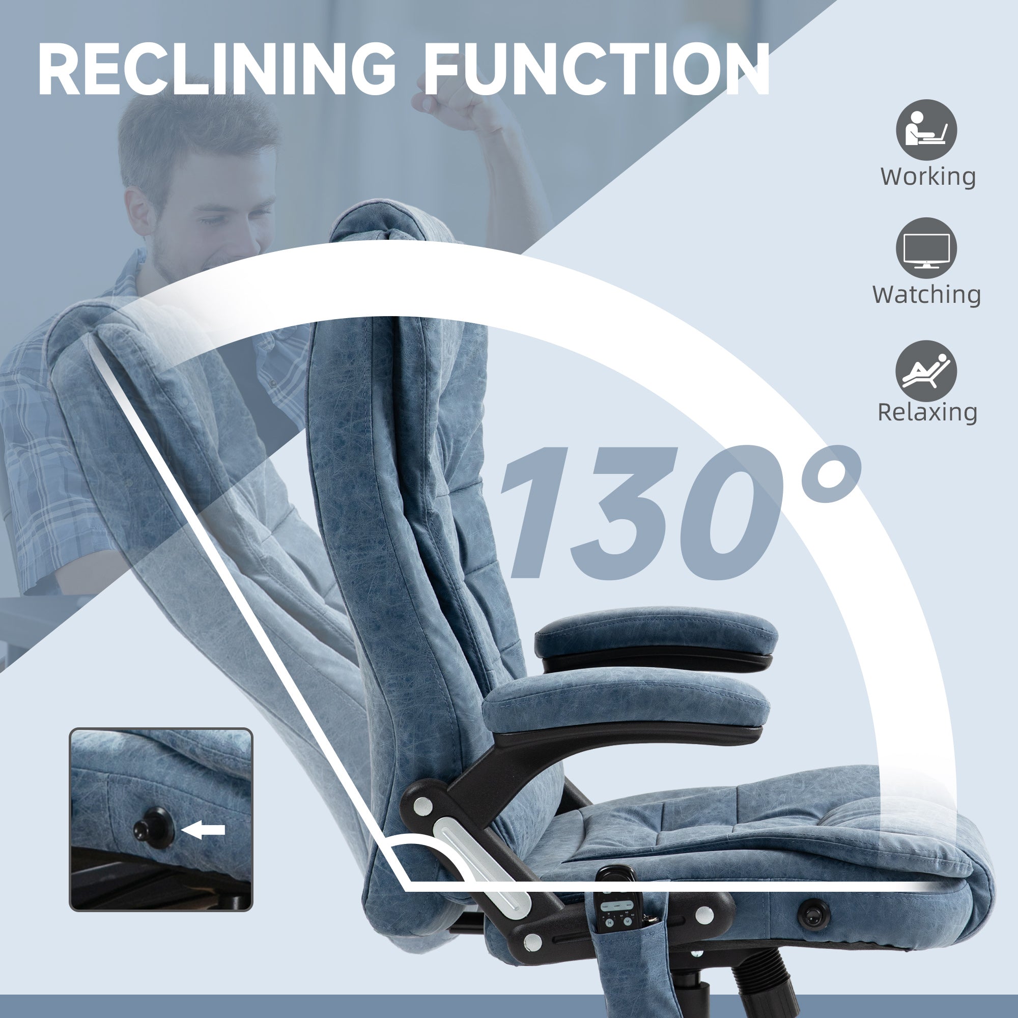 Ergonomic Massage Office Chair with Heat & Recline - Premium Home Office Seating