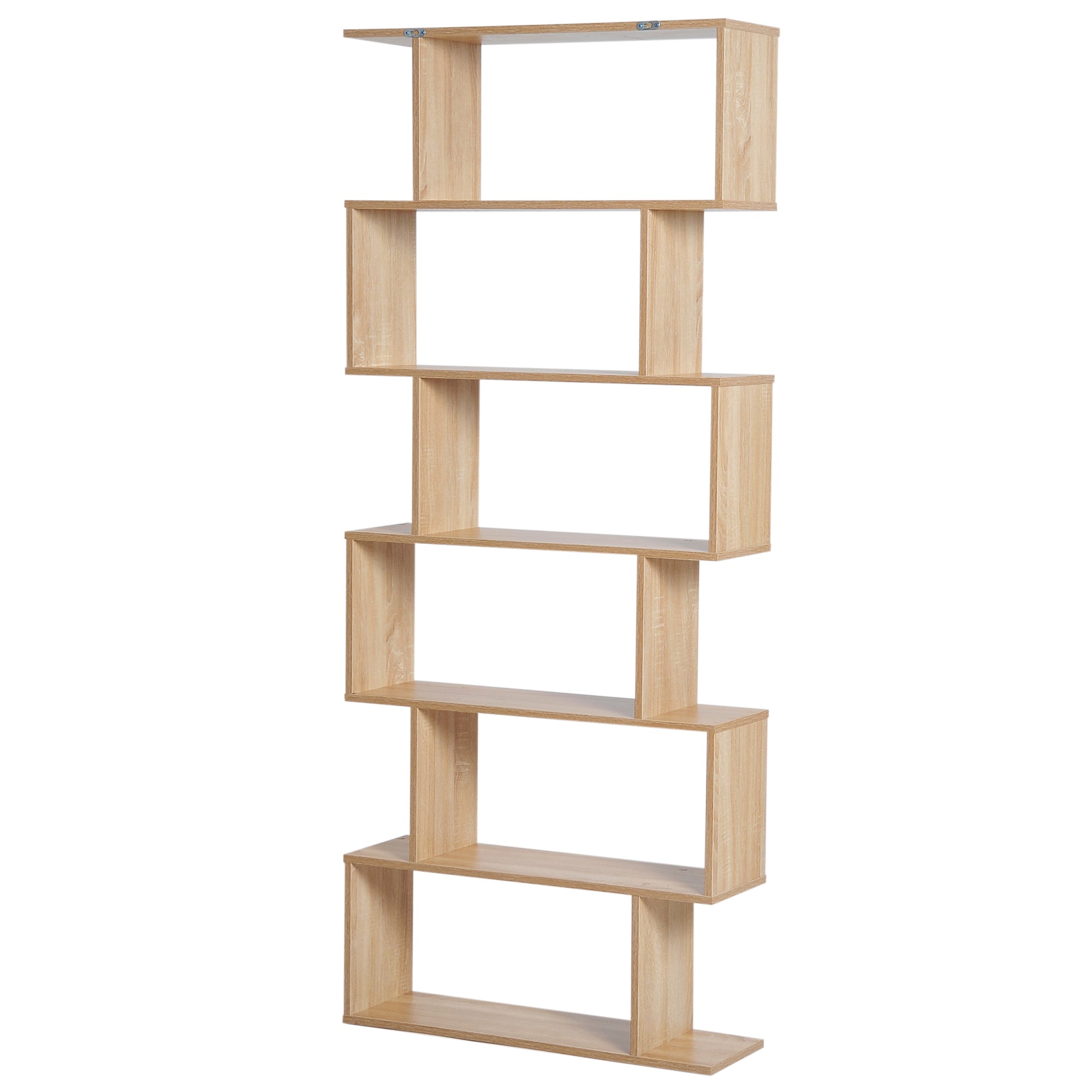 75.5" H Bookcase 6 Shelf S-Shaped Bookshelf Storage Display Stand Shelf Organizer Free Standing