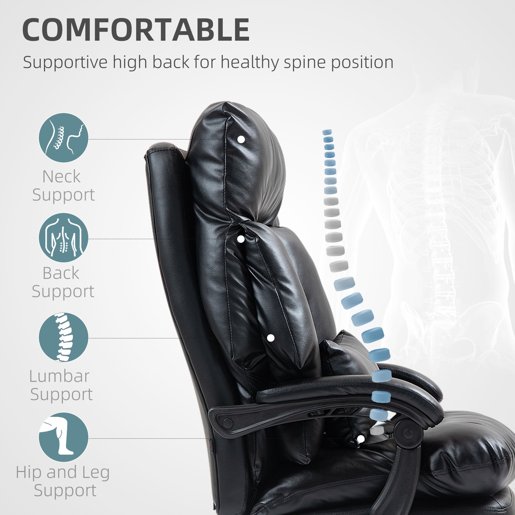 Overstuffed Reclining Office Chair with Footrest - Cloud-Like Comfort for Home Office