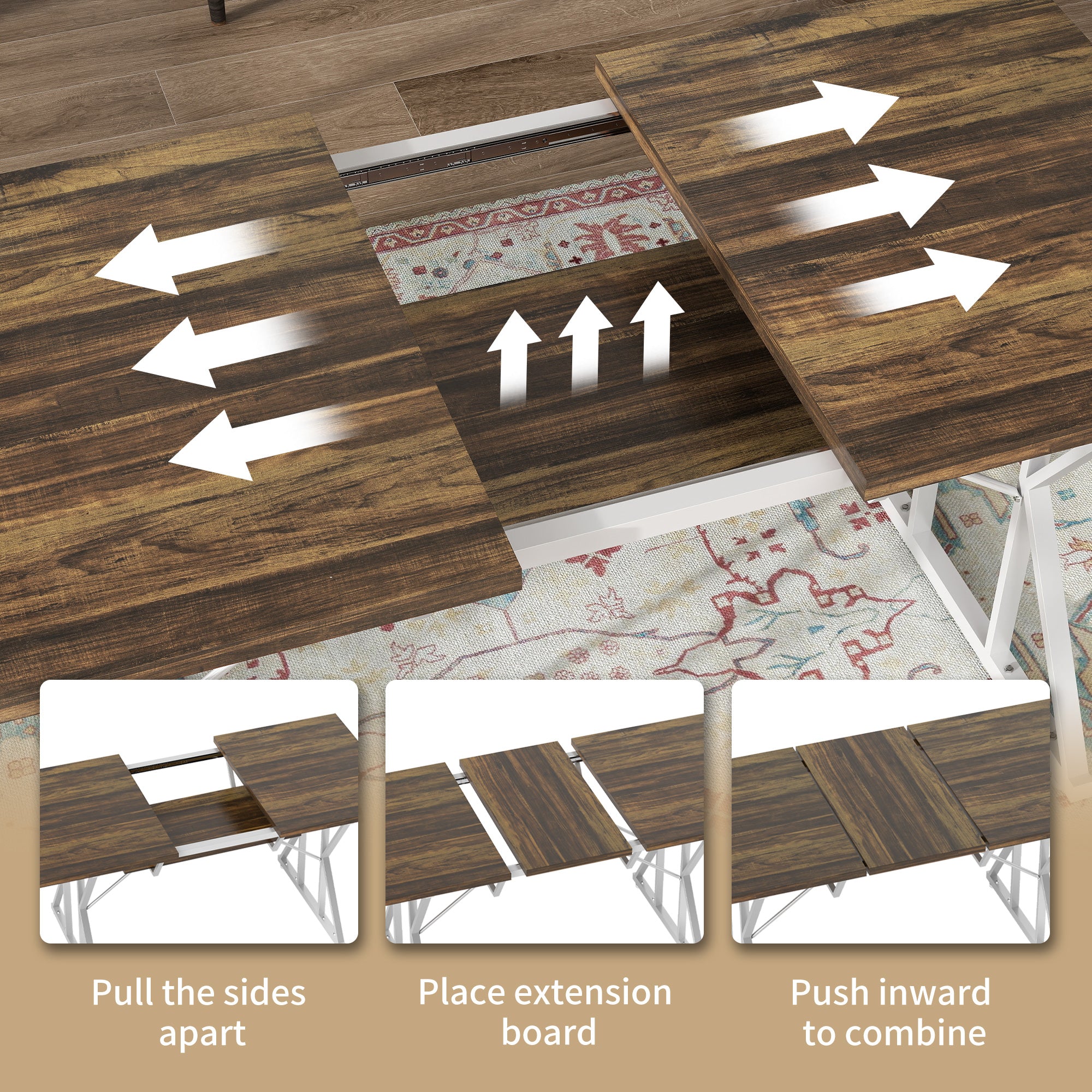 47"-63" Extendable Dining Table for 4-6