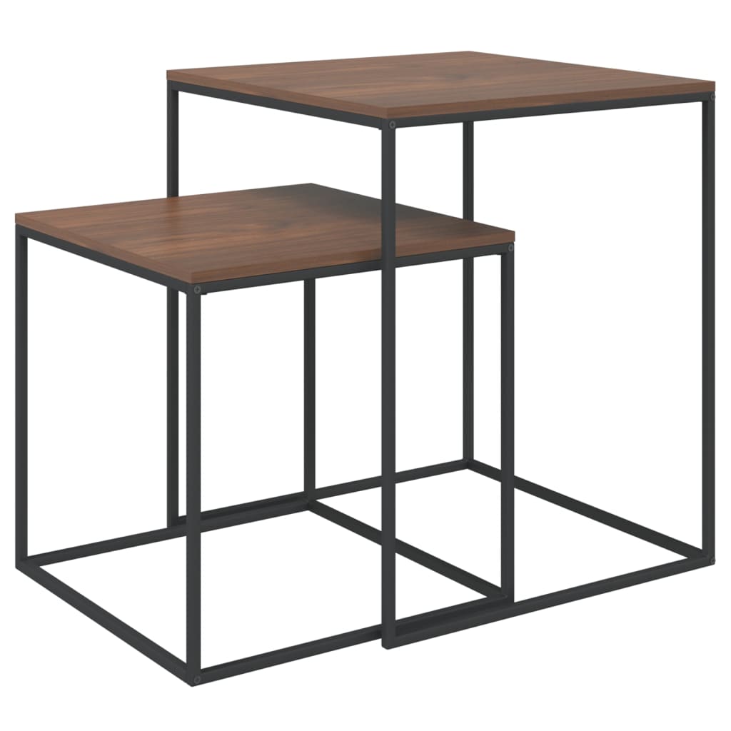 Modern Nesting Coffee Table Set of 2 - Industrial Wood & Metal Design
