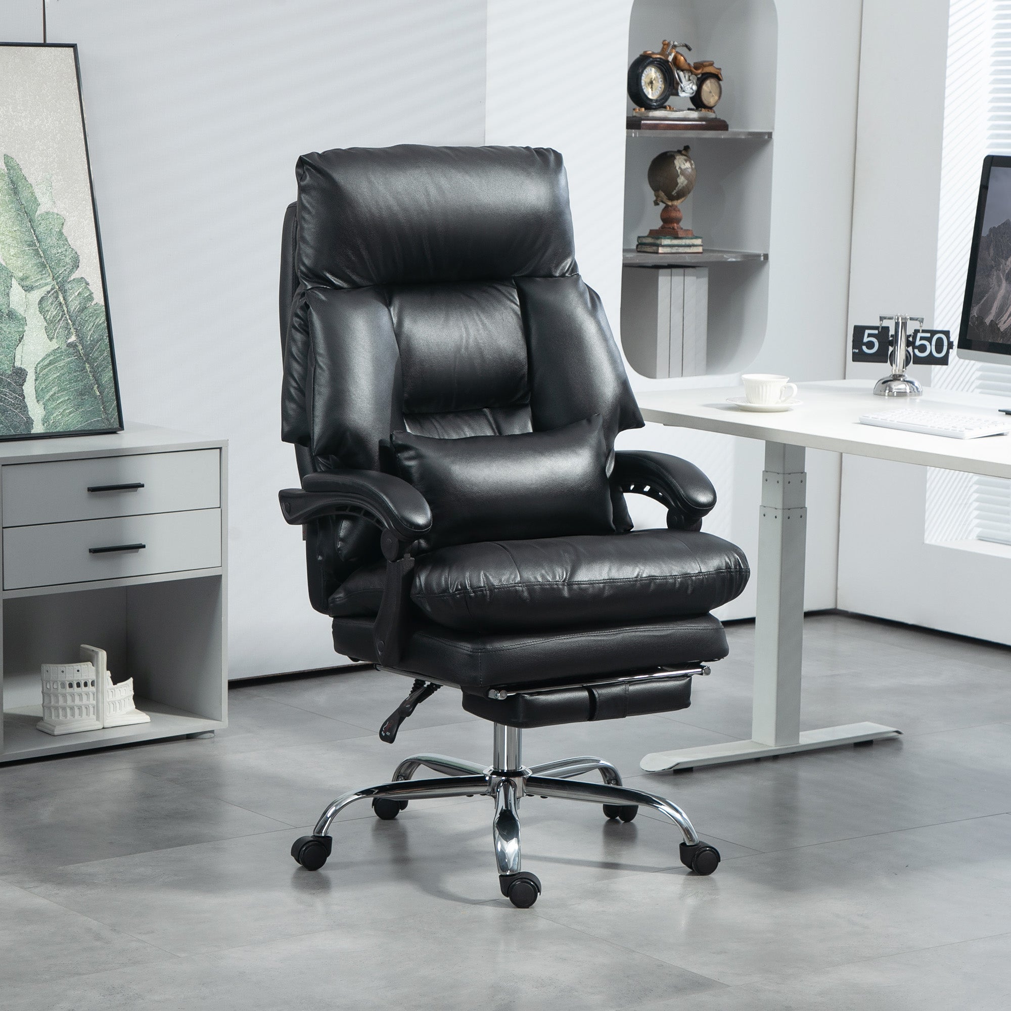 Overstuffed Reclining Office Chair with Footrest - Cloud-Like Comfort for Home Office