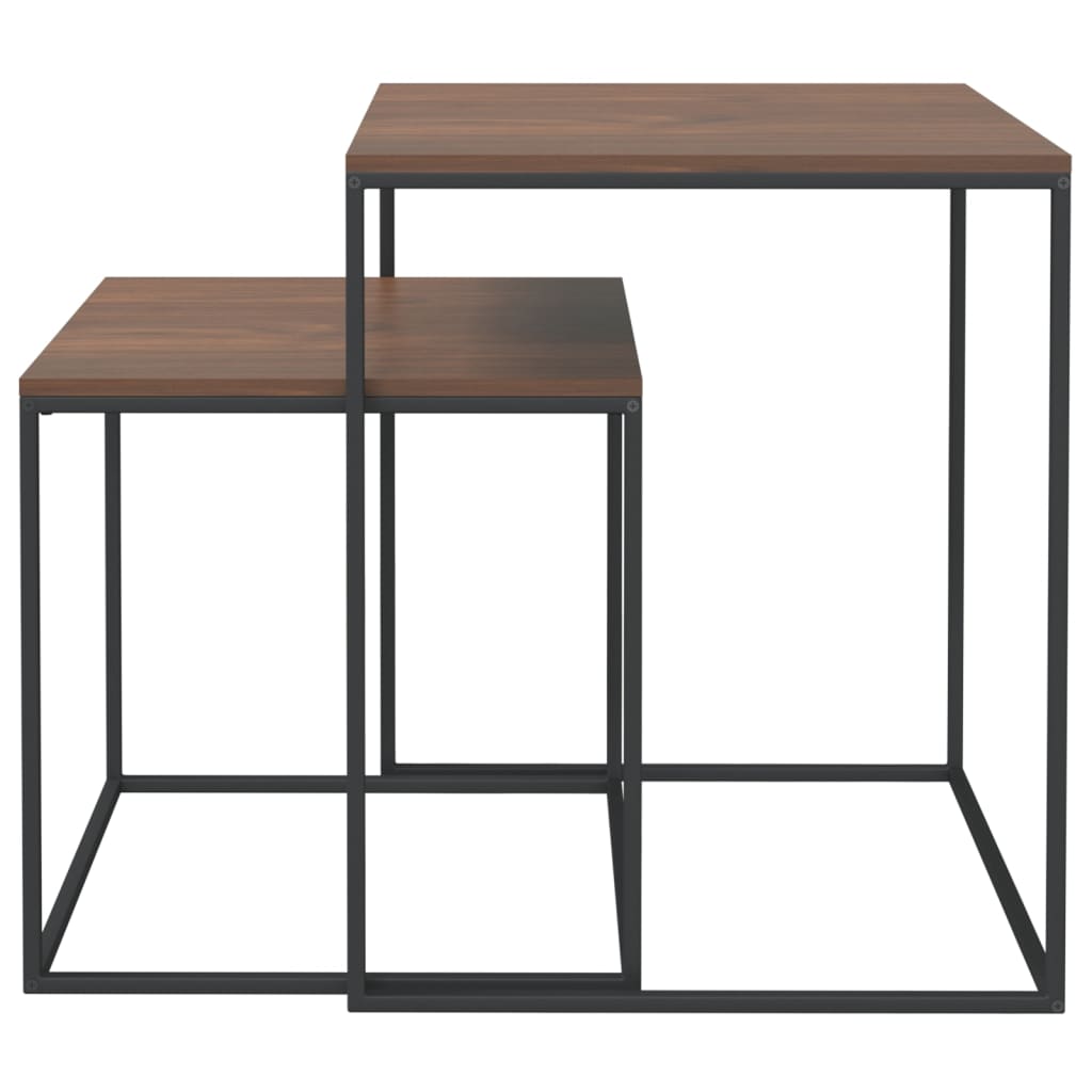 Modern Nesting Coffee Table Set of 2 - Industrial Wood & Metal Design