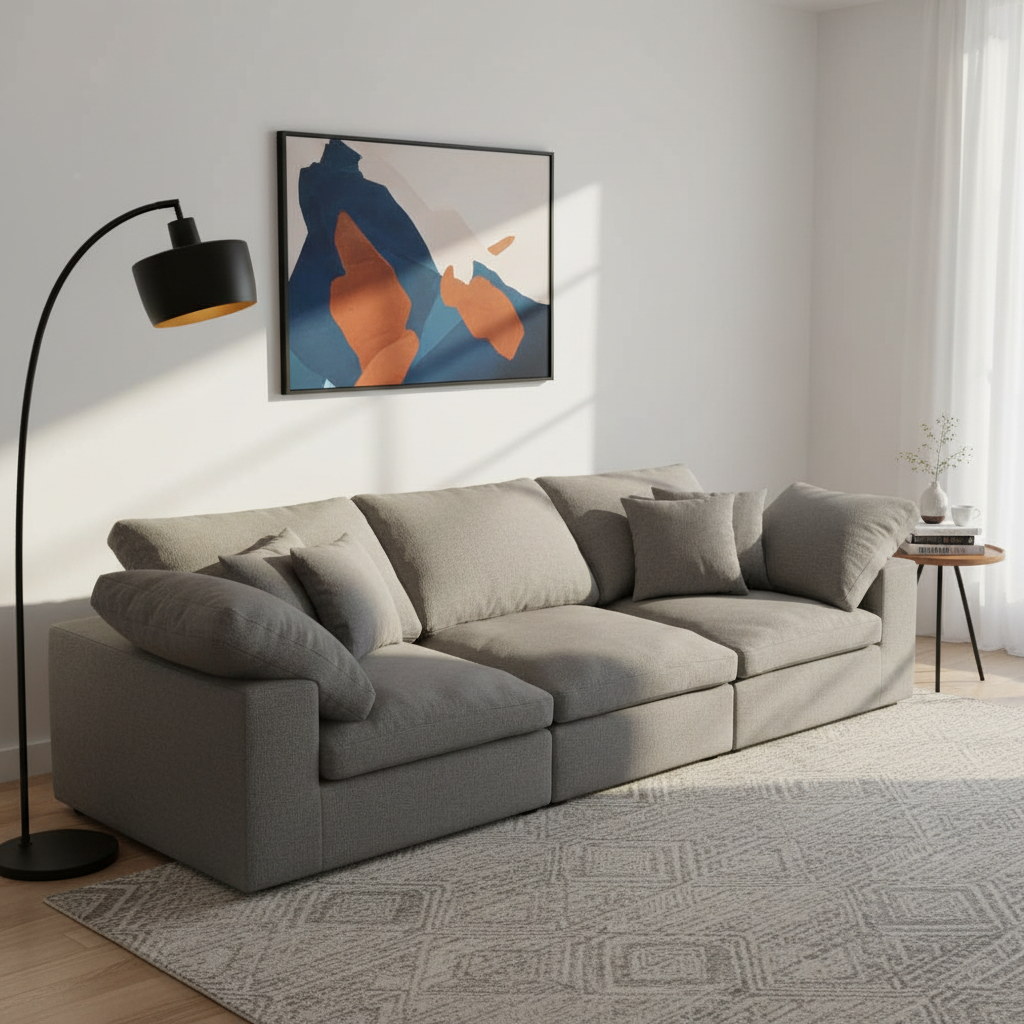 Elegant side view styled living room