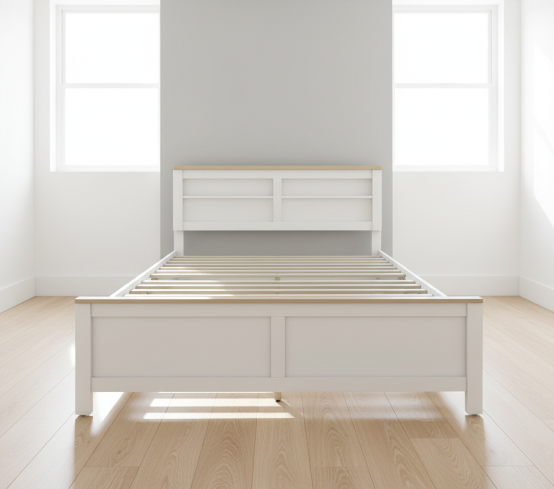 Full Size White Bed - Foot View