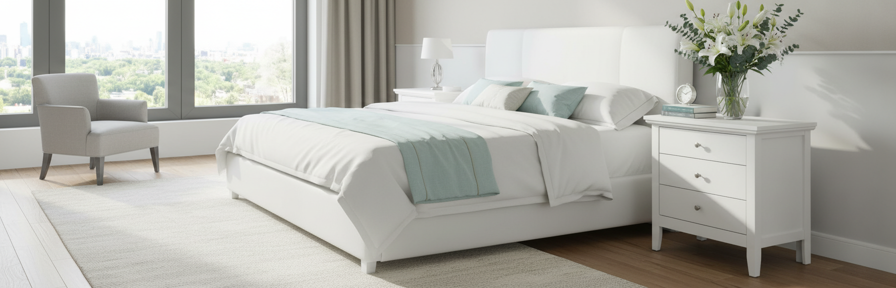 Elegant White Nightstand - Side View