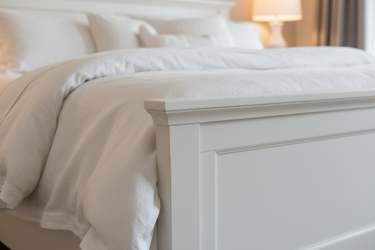 Modern White Queen Platform Bed - Detail Shot