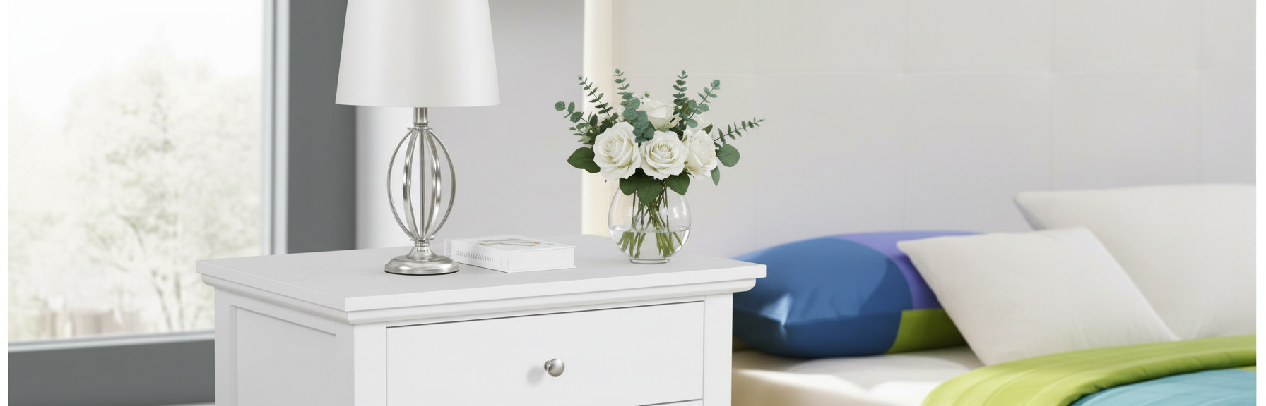 Elegant White Nightstand - Detail