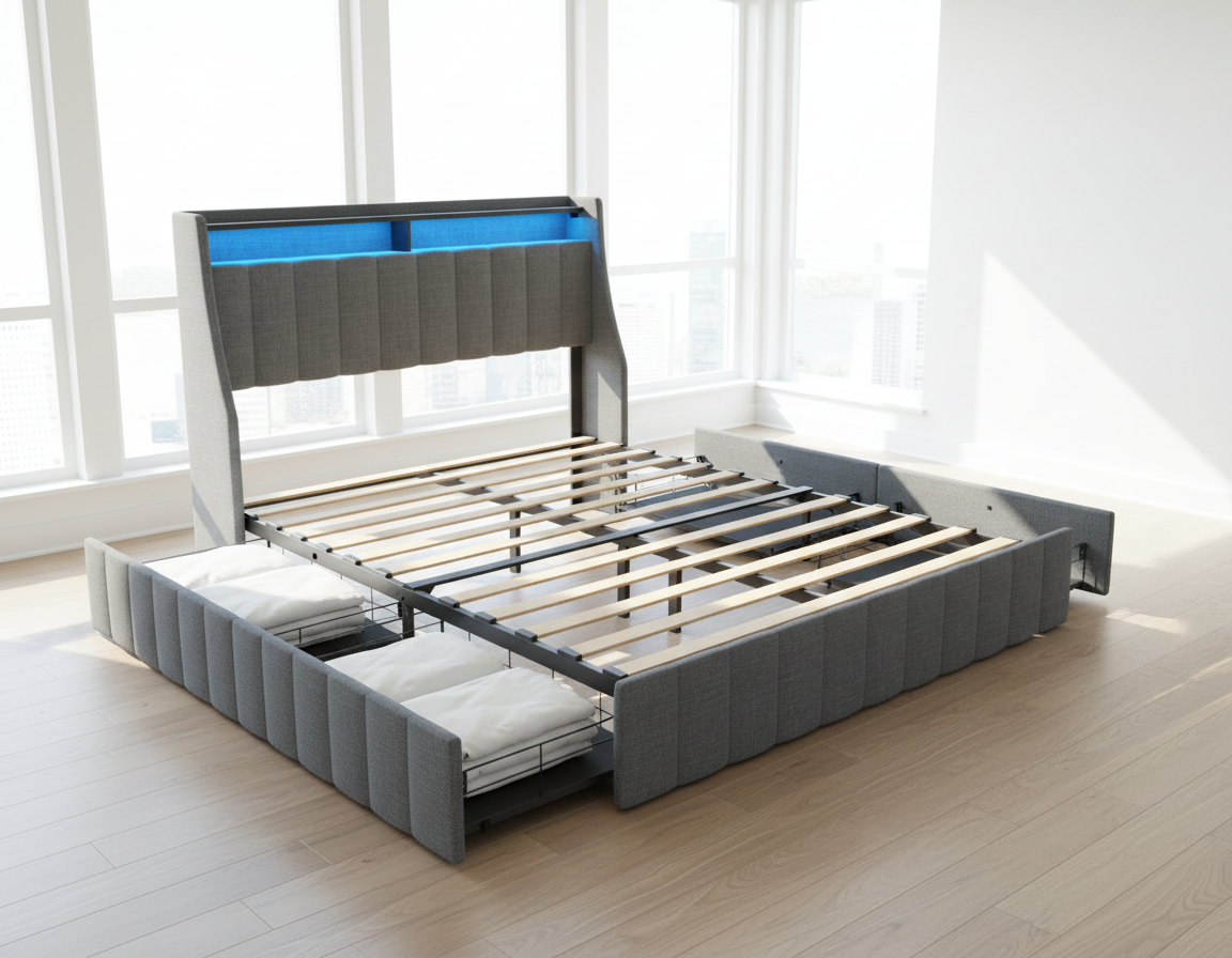 Queen LED Bed - Foot View
