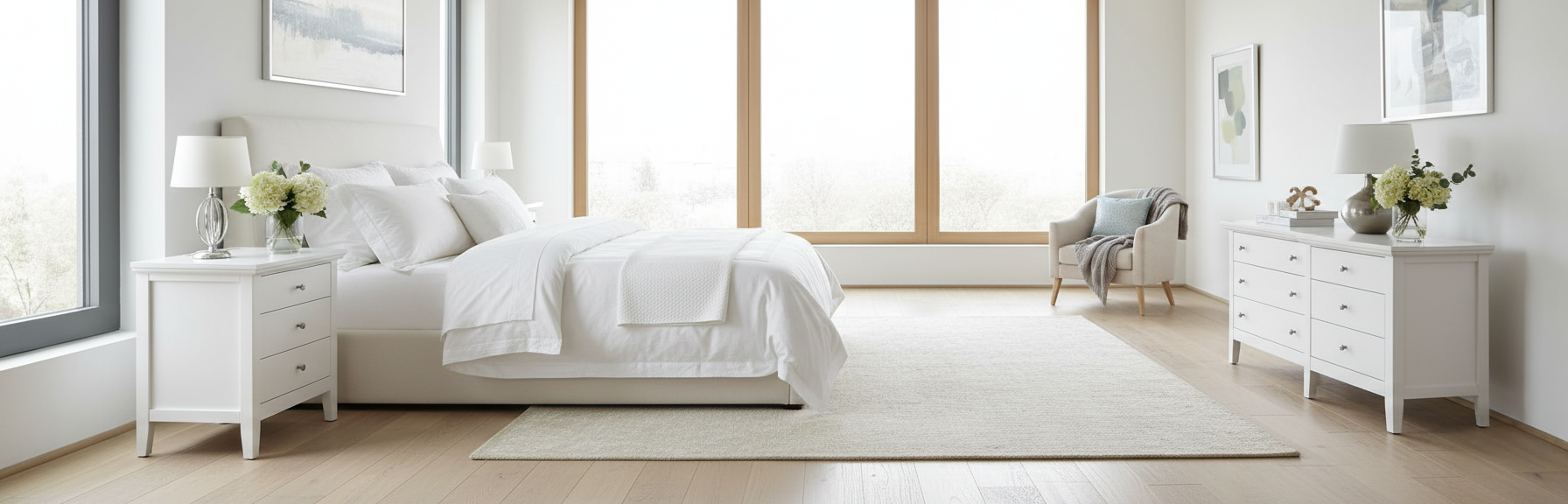 Elegant White Nightstand - Room View