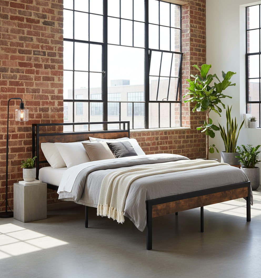 King Metal Bed - Front View