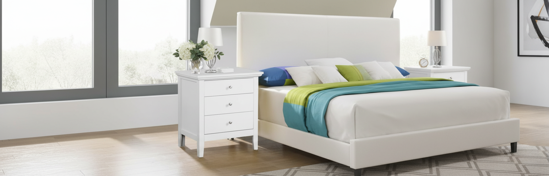 Elegant White Nightstand - Front View