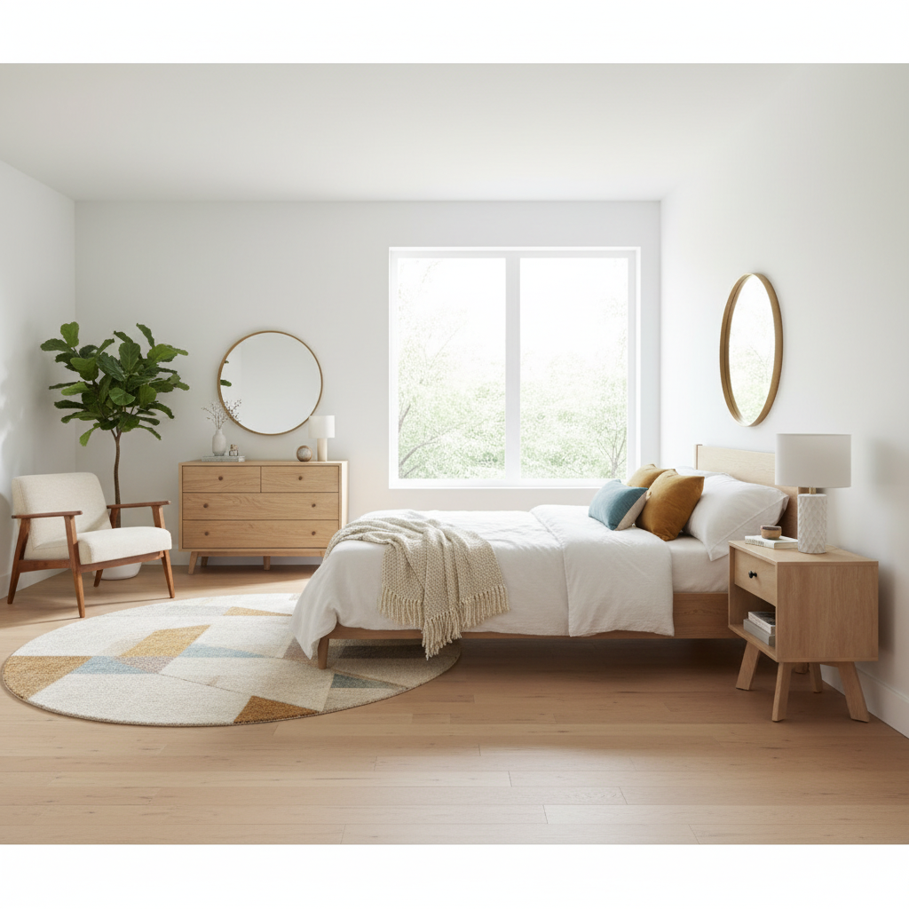 Mid-Century Nightstand - Room View