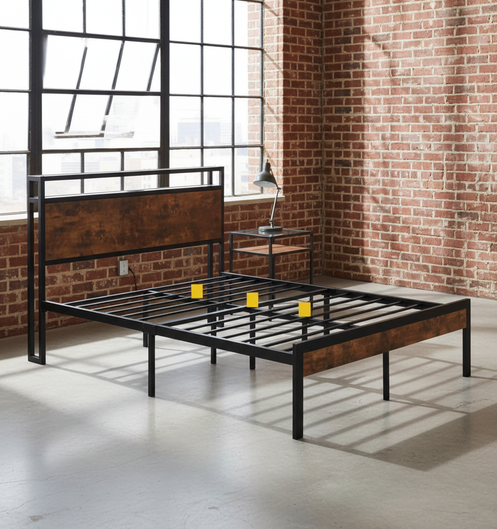 King Metal Bed - Side View