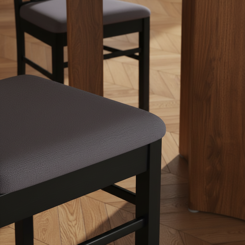 Linen fabric and rubberwood detail