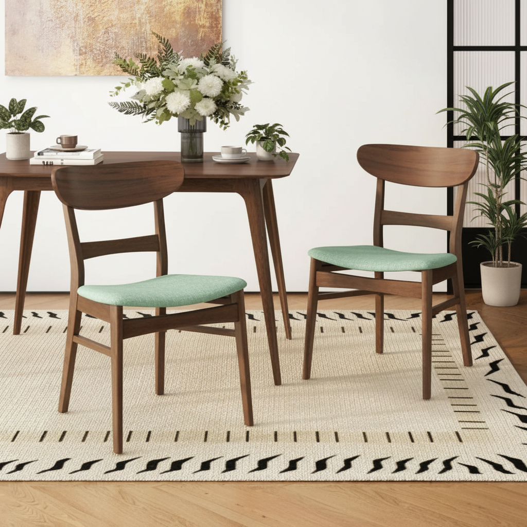 Mint dining chairs in contemporary dining room