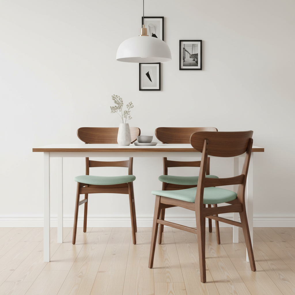 Side angle mid-century chairs styled