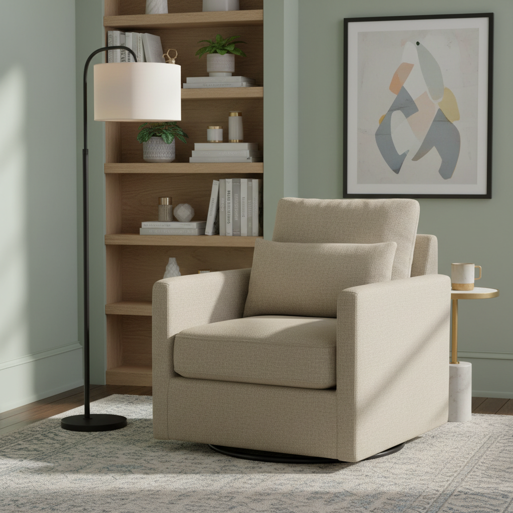 Side angle swivel chair styled room