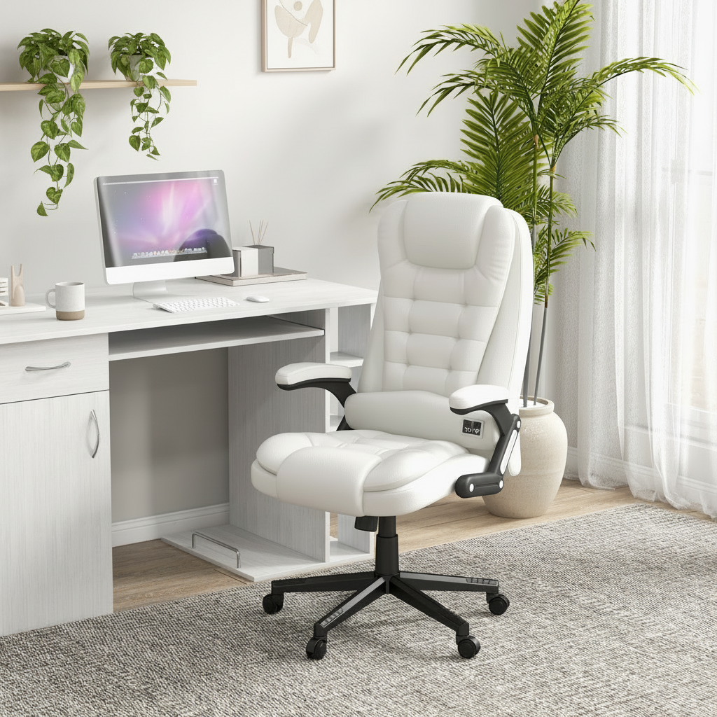 Silla blanca en oficina moderna minimalista