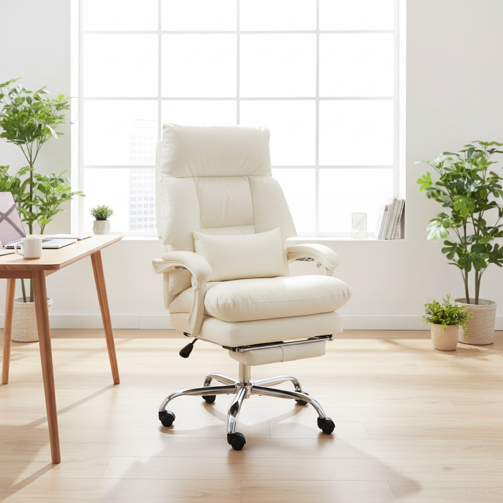 Silla crema en oficina escandinava moderna