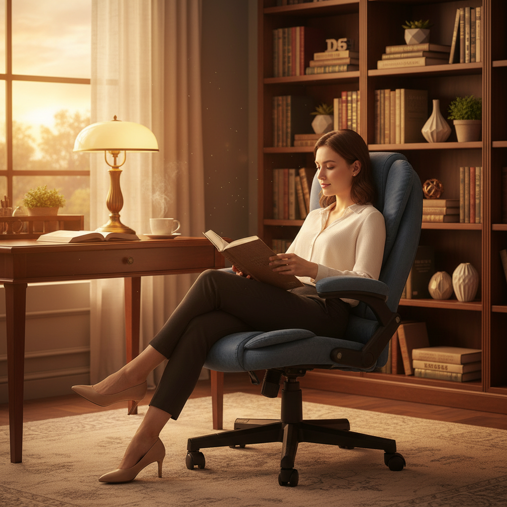 Silla de masaje en biblioteca personal