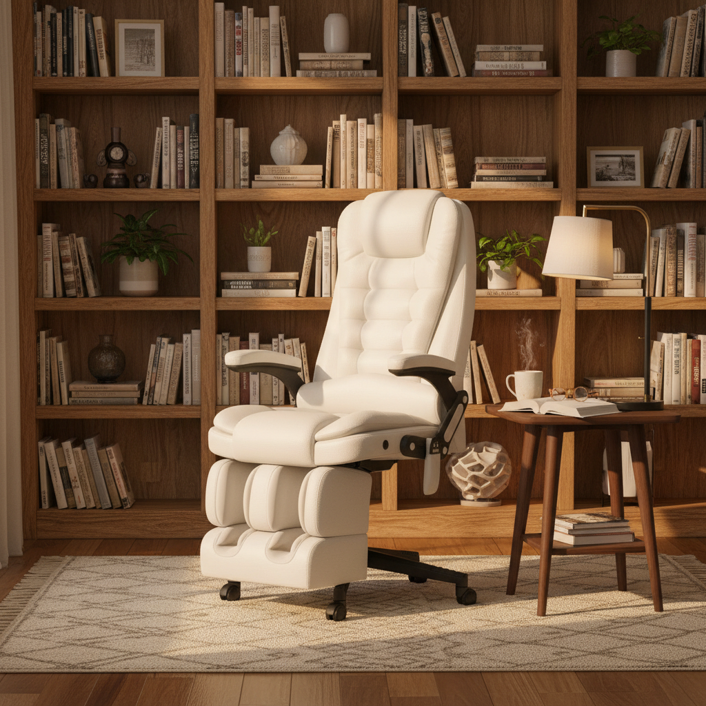 Silla de masaje en biblioteca personal